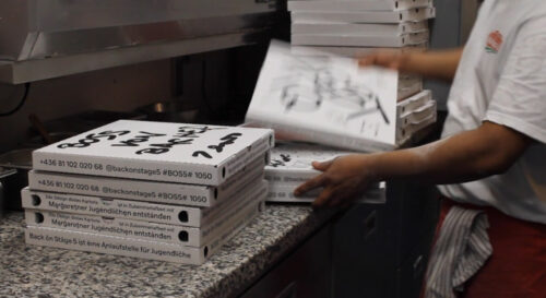 Preview image of “Delivering Opinion”: Pizza boxes as advertising space for youth work